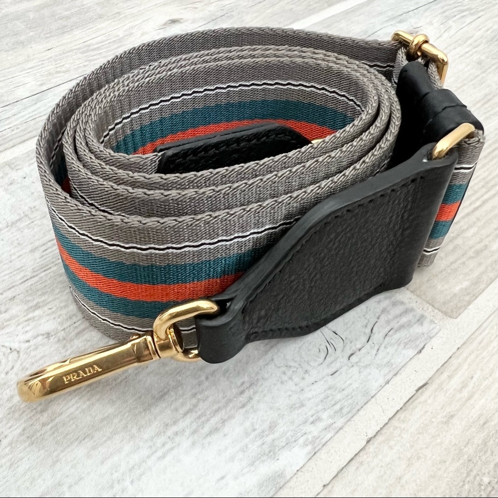Prada Striped Black Adjustable Shoulder Strap